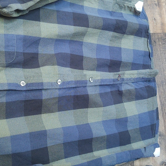 Timberland Plaid 100% Organic Cotton Blue , Green,Black Long Sleeve Button up M - Picture 5 of 15